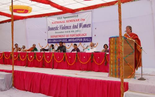 Smt Mamta Sharma, Chairperson NCW was the chief guest at National Seminar “Domestic Violence And Women” organized by Department of Psychology, R. D. Girls College, Bharatpur, Rajasthan