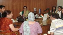 Hon'ble Chairperson, NCW holding hearing meeting with the parents of the victim of Dhaula Kuan murder case